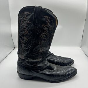 Lucchese Full Quill Ostrich Boots Men 10.5  Western Exotic Rodeo